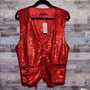 New! Red Sequin Vest